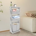 thumbnail image 2 of Plastic 4-Tier Laundry Basket Portable Laundry Hamper Basket with 4 Universal Wheels Clothes Storage Organizer Shelf Rolling Cart - Grey, 2 of 13