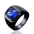 thumbnail image 3 of Bague Chevalière Homme en Acier Inoxydable 316L avec Cristal Noir Rouge Pierre Classique Bagues Homme Cadeau Bijou Or Rouge 8, 3 of 5