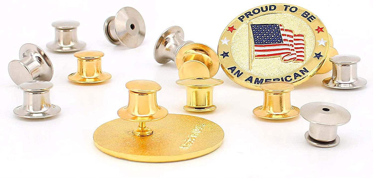 SUBANG 40 Pieces Metal Pin Backs Locking Pin Keepers Locking Clasp with  Storage Case