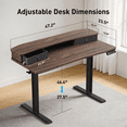 thumbnail image 5 of CHITOOMA 48″ x 24″ Electric Standing Desk with 2 Drawers, C-Clamp Mount Compatible, Height Adjustable Computer Desk, Home Office Stand Up Desk with 4 Preset Heights & 2 Hooks, Walnut, 5 of 8