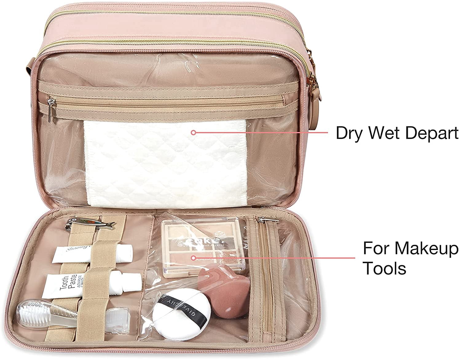 Large Toiletry Bag, Travel Makeup Organizer, Water-resistant Makeup Cosmetic Bag Door Room Essentials Travel Bag for Accessories, Shampoo, Full Sized Container, Toiletries (Black, Large)