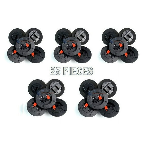 25 Pack Screw Type Round Push Spring Terminal Cup Connector Empty Speaker Boxes
