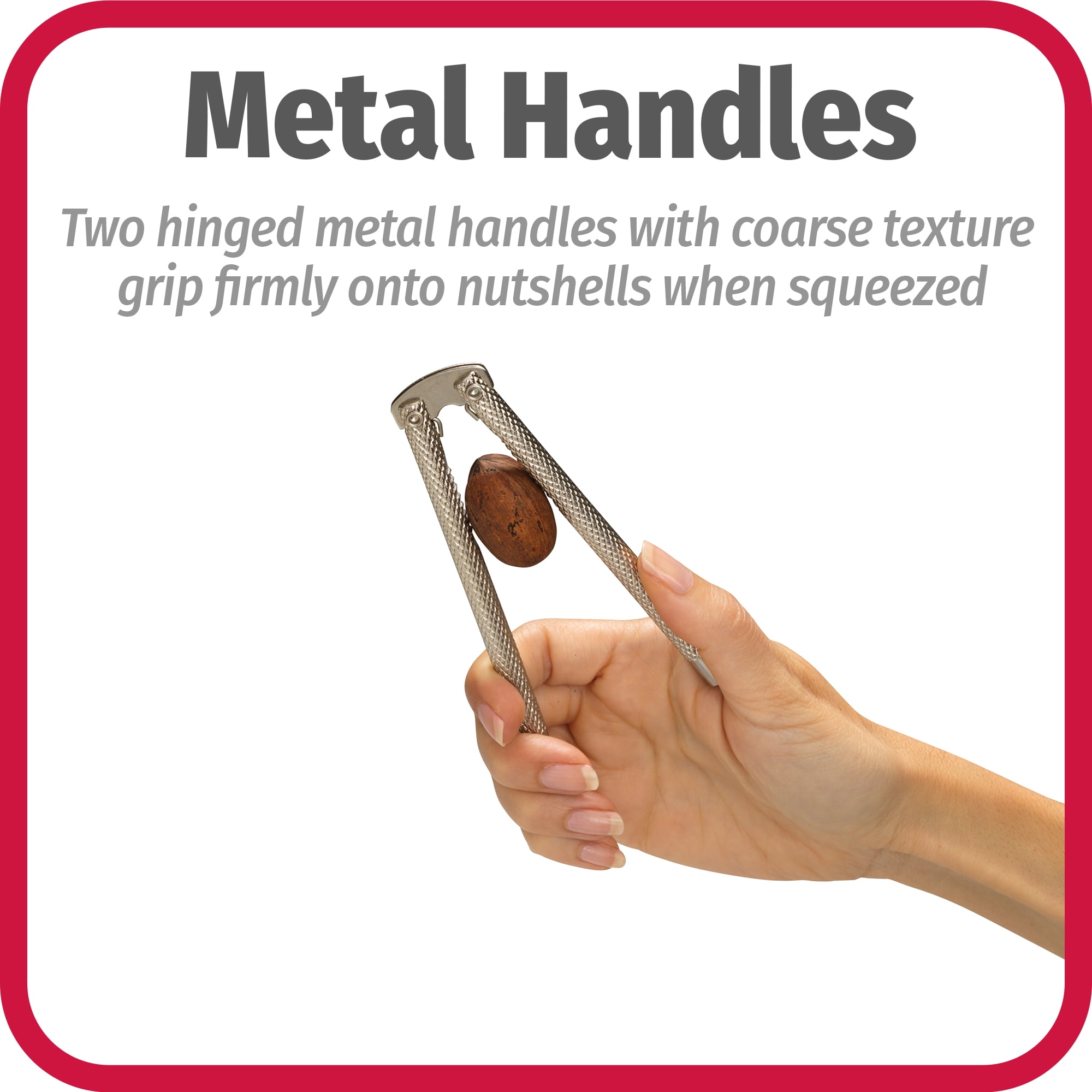 (2 pack) GoodCook Textured Metal Kitchen Nutcracker With Hinged Handles and Two Picks, 8.7-Inch, Silver