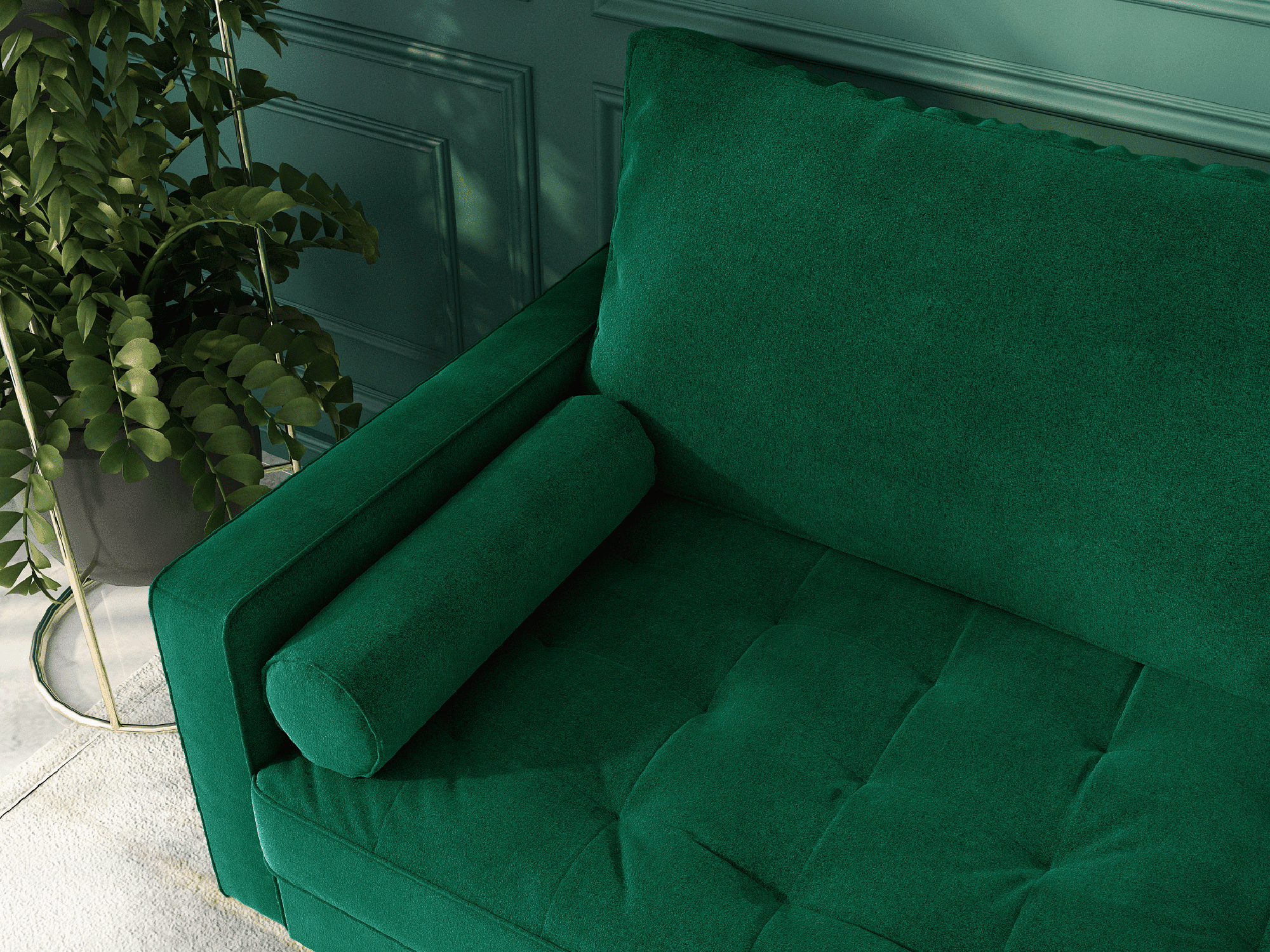 Koby Home Sectional Loveseat Couch Sofa Mid-Century 58" Sofas Couches for Living Room Emerald Green