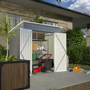 Enyopro 6'x 4' Storage Shed for Outside, Metal Storage House with Lockable Door, Garden Storage Shed Pet House for Lawnmower, Garden Tools, Bike, Garage