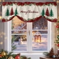 thumbnail image 6 of Merry Christmas Tree Tie Up Valances Curtain, Red Plaid Xmas Garland Vintage Linen Adjustable Rod Pocket Short Window Treatment Tie Up Curtains Valances for Kitchen Living Room Bathroom 60x18 Inches, 6 of 9