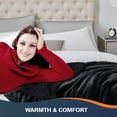 thumbnail image 4 of Walensee Sherpa Fleece Bed Blanket, Fluffy, Soft, Plush, Throw 50"×60", Black, Machine Wash, 4 of 8