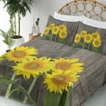 thumbnail image 3 of Ambesonne Garden Fitted & Top Sheet Set with Shams, Helianthus Sunflowers, Brown Yellow Green, 3 of 5