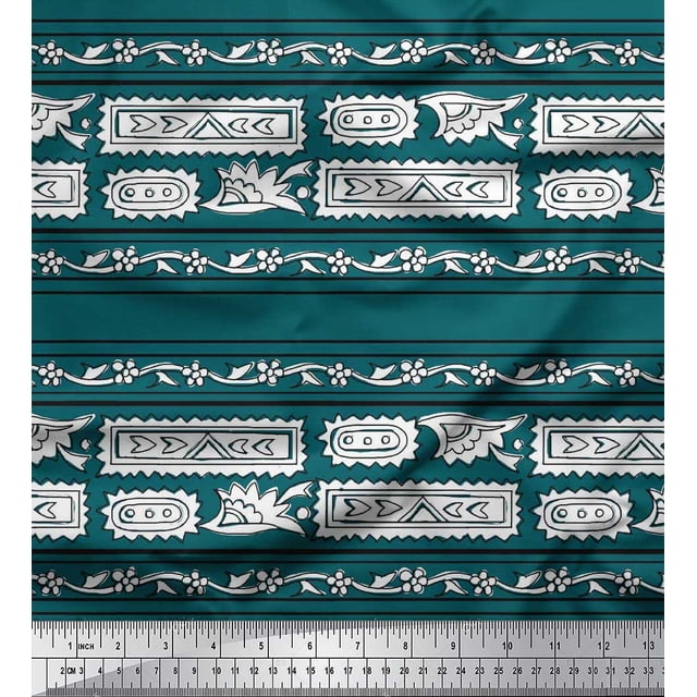 Soimoi Rayon Fabric Ethnic Block Decor Fabric Printed Yard 42 Inch Wide