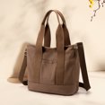 thumbnail image 4 of Bolso de mano para mujer, bolso de lona de gran capacidad para axilas, correa ajustable de Color sólido, neceser de maquillaje ligero con varios compartimentos, 4 of 6