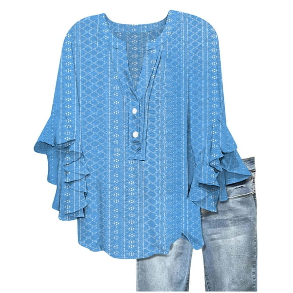 LiMoi Womens Fall Top Women's Tops 3/4 Sleeve T Shirts for Women Plus Size Women's Blouses Dressy Casual Chiffon Get it Fast Gifts