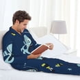 thumbnail image 6 of Naloa Space Dinosaur Men’s Pajamas Set - Long Sleeve Button Down Sleep Shirt and Pajama Bottoms Sleepwear Set-Medium, 6 of 7