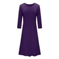 thumbnail image 5 of BONIXOOM Vacation Dresses for Women Beach Party Round Neckline Tab 3/4 Sleeve Pullover Jacket Solid Purple Dresses, 5 of 9