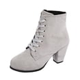 thumbnail image 2 of Miqool Women's Faux Leather Lace Up Ankle Boots Round Toe Block Heels Winter Cold Weather Warm Booties, 2 of 9