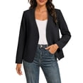 thumbnail image 2 of IUYRTFE Women's Collarless Open Front Blazer Long Sleeve Casual Workwear Jacket Solid Color, 2 of 9