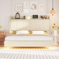thumbnail image 2 of Queen Size Floating Bed Frame with Storage Headboard, Modern Upholstered Platform Bed with Touch Sensor Night Light and USB Charger, Beige, 2 of 6