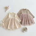 thumbnail image 3 of Mercatoo Baby Girls Long Sleeve Dress Spring Tiered Tulle Skirt Toddler Girl Tutu Dress for Princess Brithday Part𝘆, 3 of 8
