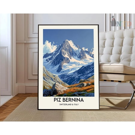 Piz Bernina Switzerland Poster, Unframed Paper Poster 8x10in