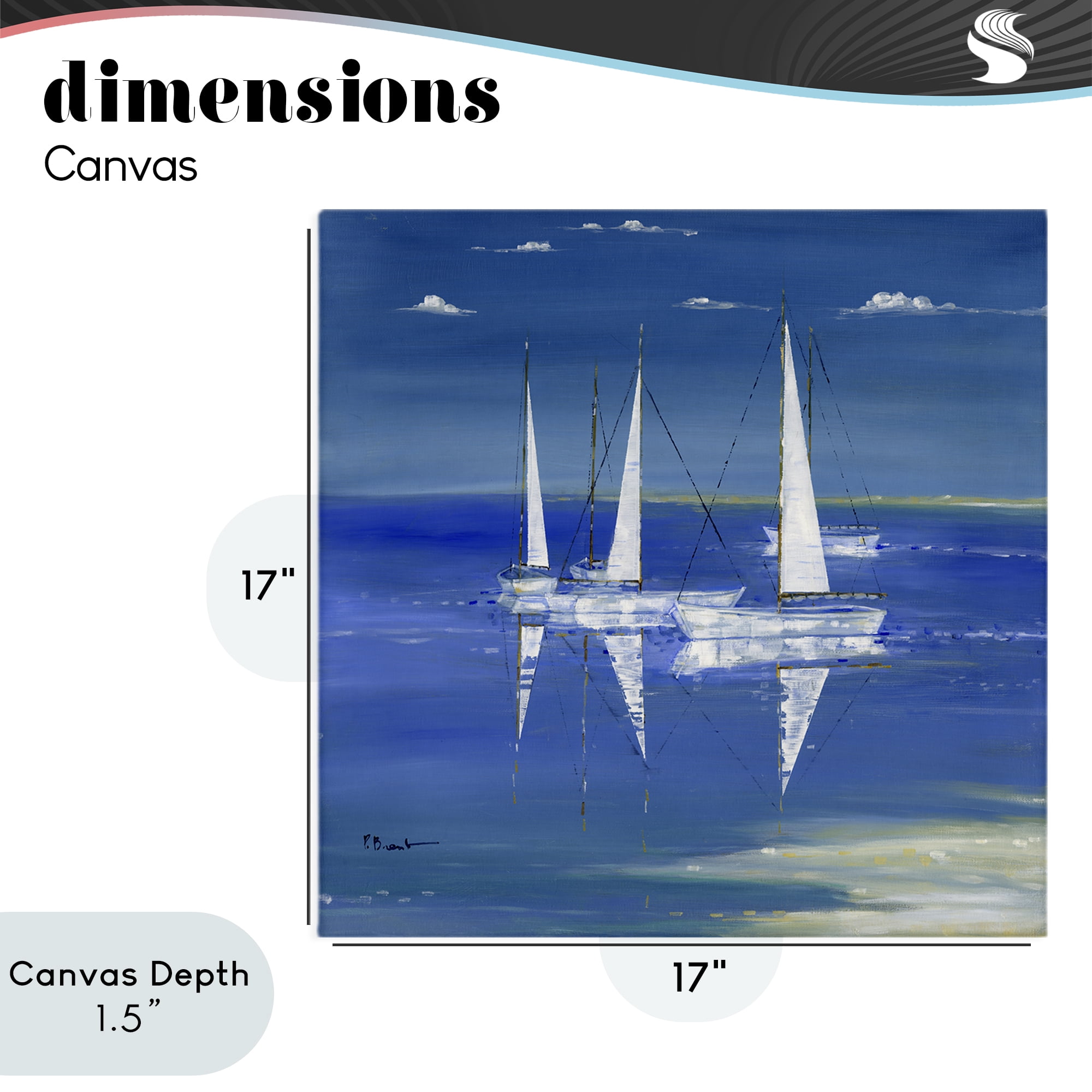Stupell Industries Serenity Sailboats Reflected on Water Canvas Wall Art, design by Paul Brent