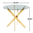 thumbnail image 3 of Round Glass Dining Table - Chrome Metal Legs, Clear Glass Table Top, Modern Dining Table for Home Kitchen Dining Room, 3 of 5