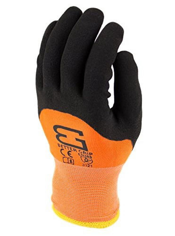 Safety Winter Insulated Double Lining Rubber 3/4Coated Work Gloves, 3 pairs/ pack, BGWANS3/4-OR-Extra Large