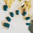 thumbnail image 4 of 24pcs Dark Green Fake Nails Gold Foil Decorated Bride Wedding Detachable Glossy False Nails Patch, 4 of 8