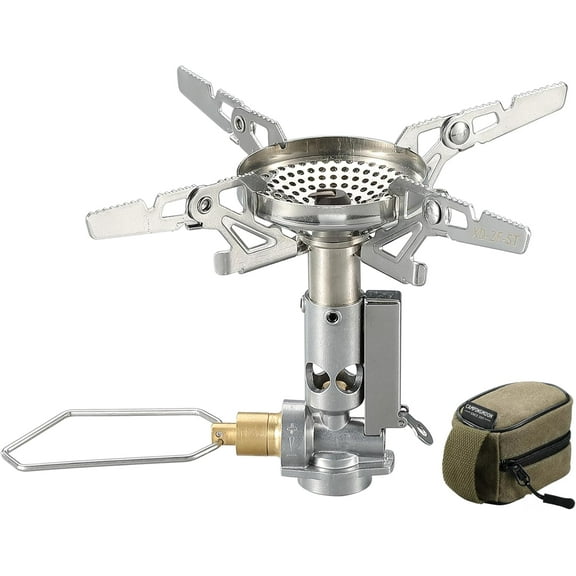 CAMPINGMOON Canister Top Stove Portable Compact Foldable w/Micro Regulator w/4Flex w/igniter XD-2F (Silver)