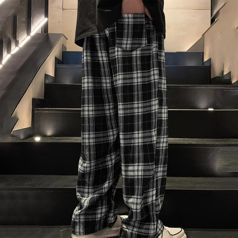 ZVNAΖH Men's Plaid Checkered Casual Pants Gingham Drawstring