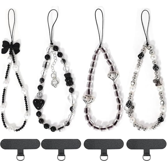 4 Pcs Cute Mobile Phone Charm Strap Acrylic Pearl Bracelet Y2K Bracelet Strap Phone Case Accessories