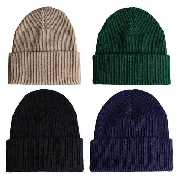 4Pcs Knitted Beanies Winter Hats Warm Knitted Hat Solid Color Beanies Caps for Men Women