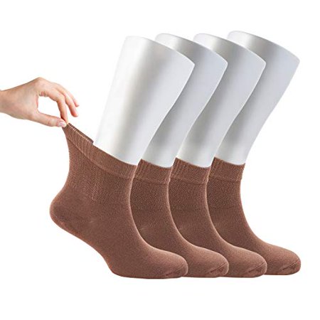 

Cosyfeel Diabetic Socks Women Loose Diabetic Ankle Socks Bamboo Socks For Women s Seamless Toe and Non-binding Top 4 Pairs Diabetics Neuropathy Socks For Women (Light Brown m)