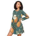 thumbnail image 3 of FORMRS Womens Long Sleeve Nightgowns Crew Neck Sleep Shirt Soft Pajamas Sizes S-3XL, Retro Floral Orange, 3 of 8