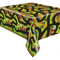 Unique Construction Party Rectangular Plastic Table Cover, 54" x 84" (1 Count), Multicolor