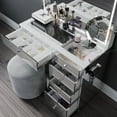 thumbnail image 6 of Boahaus Emilia Vanity Desk with Mirror, Speakers, Lights & Charging Station, Mirrored, 6 of 9