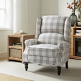 thumbnail image 4 of Tina's Home GREENGUARD Certified Plaid Recliner Chairs Set of 2, Vintage Wingback High Back Push Back Manual Recliners for Living Room Grey, 4 of 9