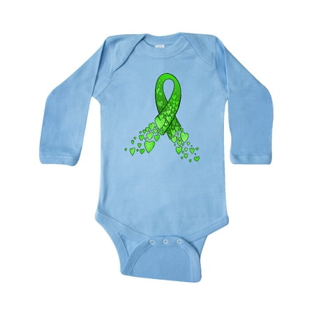 

Inktastic Mental Health Awareness Ribbon with Green Hearts Gift Baby Boy or Baby Girl Long Sleeve Bodysuit