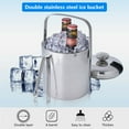 Oukaning DoubleWall StainlessSteel Insulated Ice Bucket With Lid and