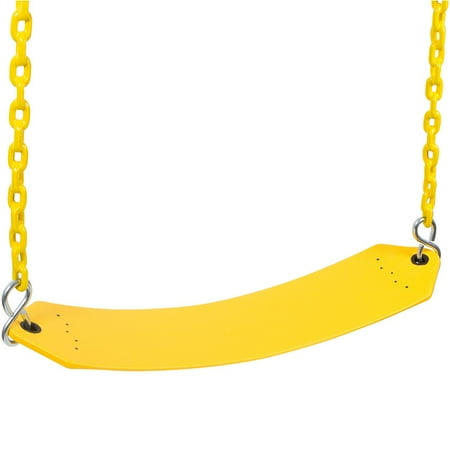 Residential Seat - Swing Set Stuff Inc. Residential Belt Seat with 5.5 Ft. Coated Chain (Yellow)