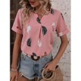 thumbnail image 4 of Womens Short Sleeve Tops Loose T-Shirt Casual V Neck Shirts Blouses Floral Printed Tees Tunic Tops Fashion TShirts peacock blue XXL, 4 of 4