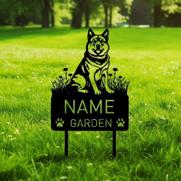 Custom American Akita Dog Metal Memorial Garden Stake Personalized Pet Grave Marker Name Sign Remembrance Stake Decor Sympathy