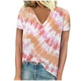 thumbnail image 2 of Yuwull Women's Tie-Dye Printed V-Neck Short Sleeve Casual T-Shirt Tops Summer V-Neck Tops/Shirts Tee, 2 of 4