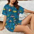 thumbnail image 6 of Bingfone Transportations with Buildings Print Pajamas Sets for Women Soft Short-Sleeved Pjs with Lounge Shorts Two Piece Sleepwear, 6 of 8