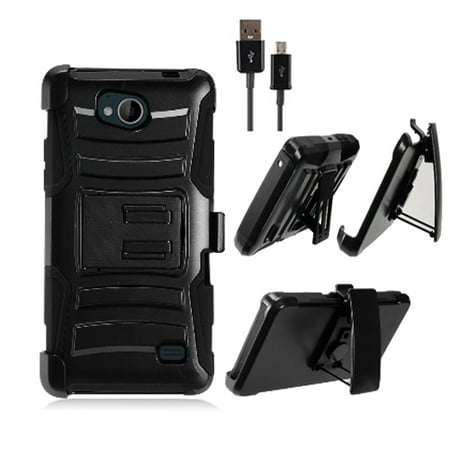 Usb Charger Cover Phone Case For Straight Talk ZTE Majesty-Pro-Plus Z899VL / ZTE Majesty Pro Z799VL N9131 Combo Holster Cover With USB Charger ( Hoslster Black Edge Cover with USB Charger ) ()