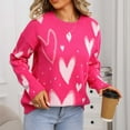 thumbnail image 5 of HOMBOM Fall Sweaters for Women Knit Pullover Warm Crew Neck Hot Pink Long Sleeve Womens Tops Heart, 5 of 9