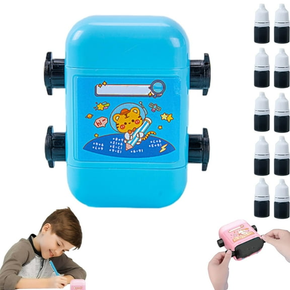 2 in 1 Math Stamps for Kids, Roller Digital Teaching Stamp, Math Roller Stamp for Kids, Addition Subtraction Multiplication Division Stamps, Add Ink&Reuse (Addition and Subtraction (Blue))