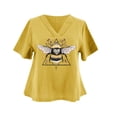 thumbnail image 4 of Pompotops Femmes Confortable Casual Été Manches Courtes Impression Pli Pull Col en V Manches Courtes Top Chemisier T-shirt Dégagement, 4 of 4