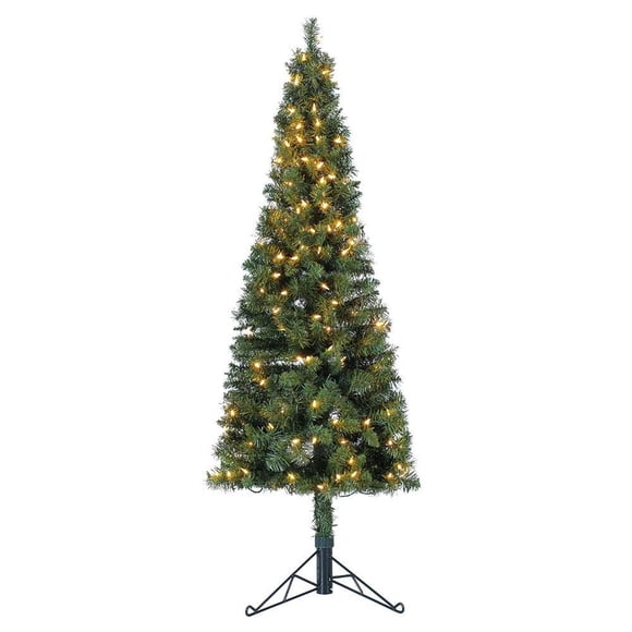 Home Heritage Corner 5 Foot 100 LED Pre-Lit Artificial Christmas Tree, Green