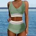 thumbnail image 2 of Women's High Waisted Bikini Sets Two Piece High Cut Bathing Suits Athletic Color Block Swimsuits, 2 of 2