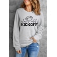 thumbnail image 1 of ABPHQTO Top gris de manga larga con estampado de letras KICKOFF Rugby para mujer, 1 of 5