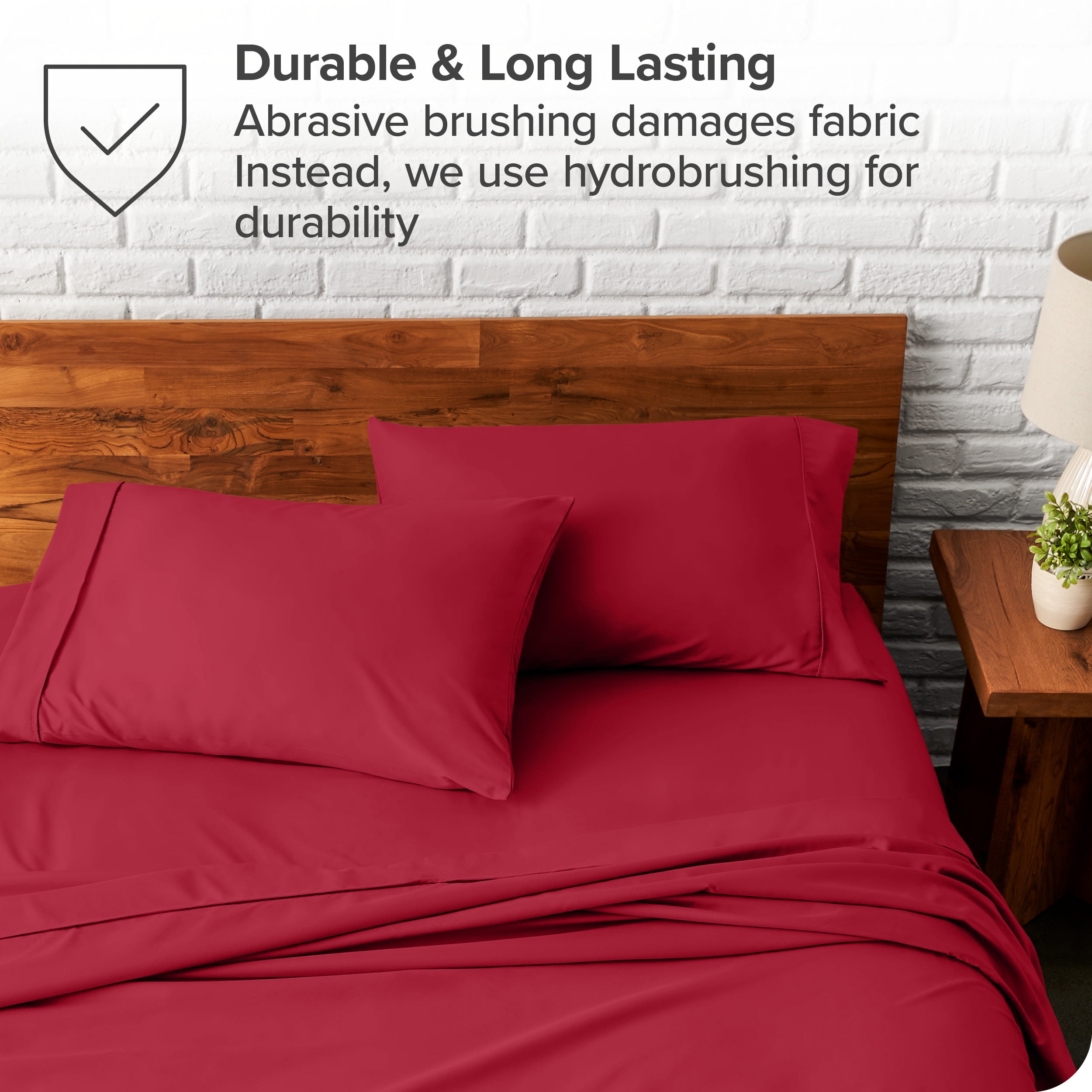 Bare Home Red Microfiber Pillowcase Set, Hypoallergenic, King Set of 2